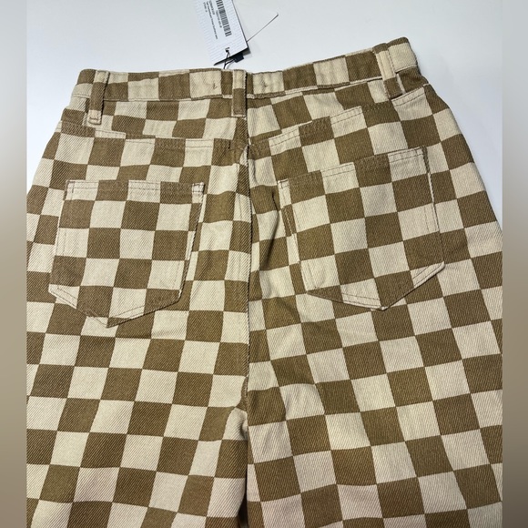 NWT - BOOHOO TALL CHECKERBOARD PRINTED BOYFRIEND JEANS SIZE 6/M - Picture 5 of 15